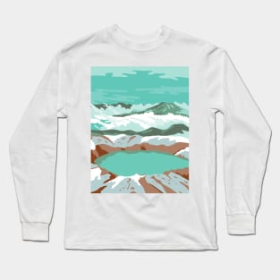 Katmai National Park and Preserve at Summit Crater Lake of Mount Katmai Alaska United States WPA Poster Art Color Long Sleeve T-Shirt